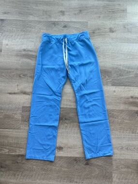 Figs Women's Straight Leg Scrub Pants in Bright Blue with White Drawstring